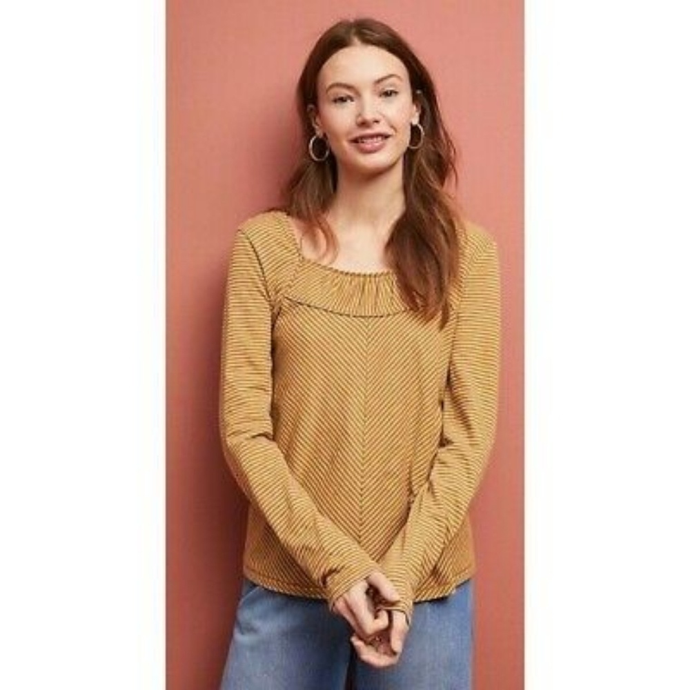Anthropologie Maeve striped long sleeve top shirt